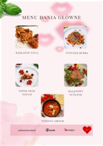 Menu dania główne z ebooka Przepisy na Walentynki autorstwa Pauliny Walczewskiej